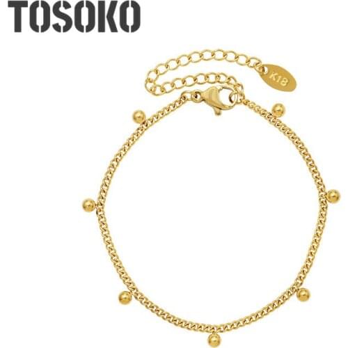TOSOKO Stainless Steel Jewelry Solid Small Steel Ball Bracelet Lady 7 Lovely Small Bead Bracelets BSE161