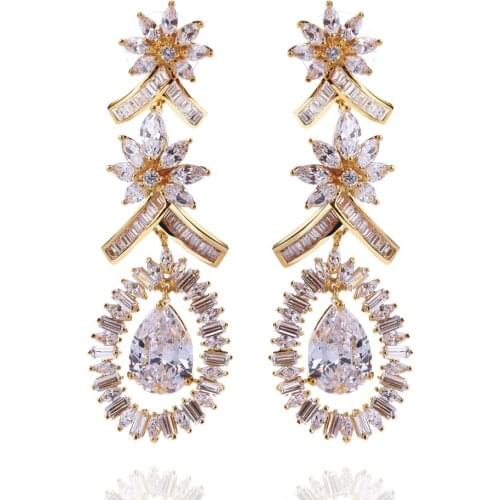Spring Summer Women Luxury Wedding Earrings Setting with AAA Cubic Zirconia Drop Earrings For Women Lead Free vintage jewelry