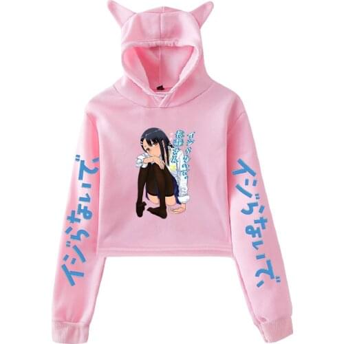 2021 Nagatoro Manga Pullover Cat Cropped Hoodie Top Womens Hoodie Harajuku Streetwear Hip Hop Style Anime Loose Clothes