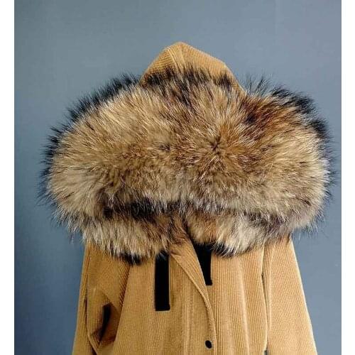 New 2020 Winter 100% Raccoon Fur Real Natural Fur Collar & Womens Scarfs Fashion Coat Sweater Scarves Collar Luxury Neck Cap
