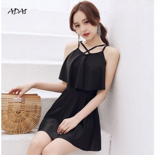 Womens Swimsuit with Skirt with Ruffles Bikini Cute One-Piece Swimsuit Black Swimwear Bathing Suits 2021 Swimming Beachwear XL