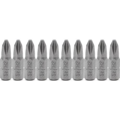 10 Pcs S2 Steel Screwdriver Bits 25mm Hex Shank Torque PH2 Antislip Magnetic