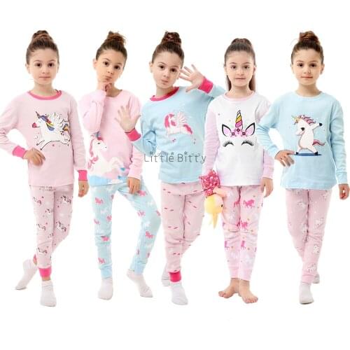 New Infant Baby Girls Unicornio Pijamas 2pc Long Cotton Animal Pajamas For Kids Pijama Infantil Animal Pajamas Children