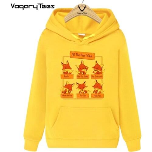 2021 Autumn streetwear Fox Animal Print Hoodies Men Harajuku Tops Funny cartoon Unisex graphic Big Boy Top