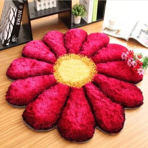 LIU wedding 3D rose round acrylic thick sunflower carpet 90cm cloakroom bedroom rug livingroom pad computer chair door tapetes