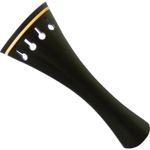 4/4 Violin Tailpiece Round Ebony Wood Black All New Boxwood Insert