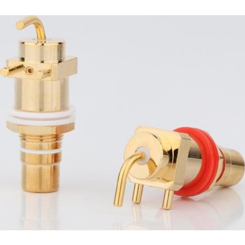 4Pcs RS3002 Brass Gold Plated RCA Socket Jack Adapter