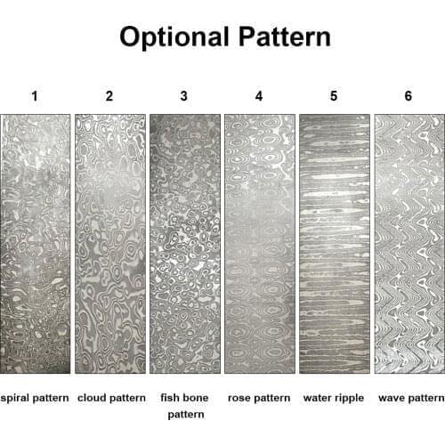 6 kinds Damascus Steel DIY Cutter Knife Making Material Rose Sandwich Pattern Steel Knife Blade Blank Has Been Heat Treatment