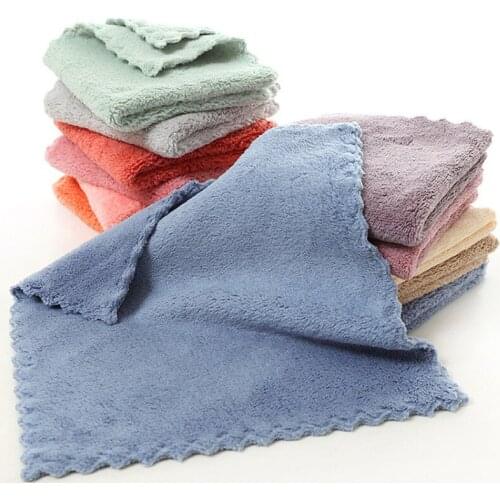 Microfiber Absorbent Thicker Scouring Pad Rag Non-stick Oil Dish Wash Cloth Towel Kitchen Cleaning Wiping Tools kids Hand towel