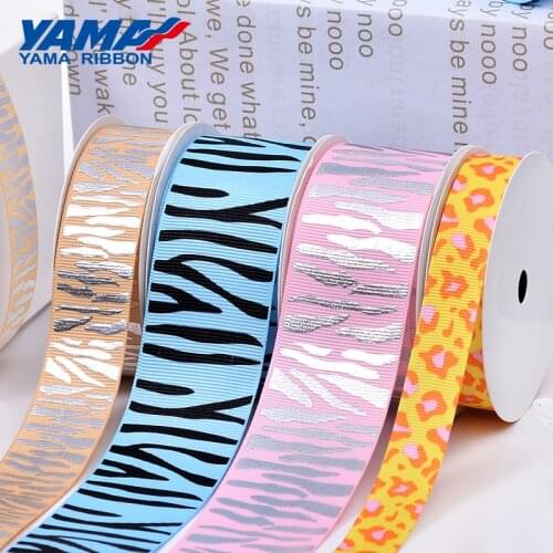 YAMA Leopard Print Ribbon 9 16 19 25 38mm 100/200yards Grosgrain Satin Organza Ribbons Gifts package DIY Decoration Accessories