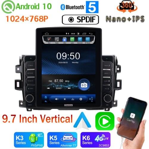9.7" Vertical Tesla Android 10 Car Media Radio GPS PX6 4+64G For Nissan Navara Frontier NP300 Renault Alaskan 2011-2018 CarPlay