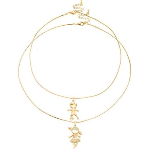 Dance Girl Football Boy Pendant Necklace Gold Silver Plated Birthday Gift Clavicle Bones 2 Layered Short Chain Choker Necklace