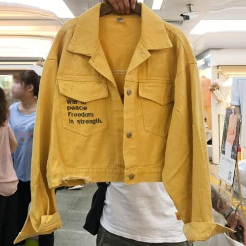 2020 Fashion The New Embroidery Loose Distressed Leisure Hole Denim Jacket Free Shipping