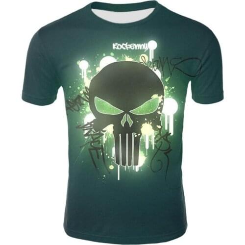 3D printing T-shirt mens horror skull street style summer new 2021 male god costume breathable and cool