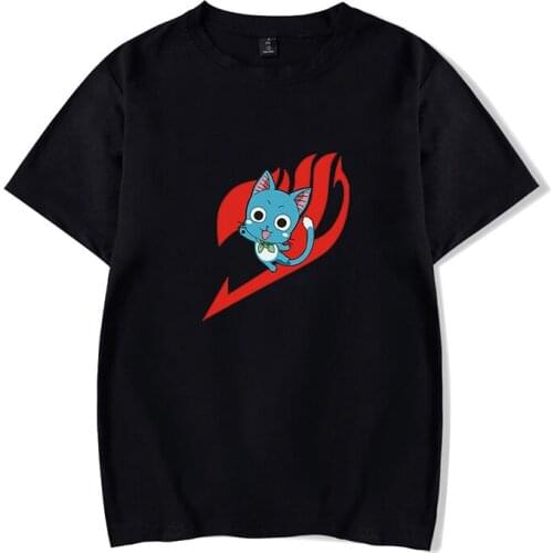 Fairy Tail Japanese Anime Cartoon T-shirt Fashion Men Women Tee Shirt O-neck Sport Short Sleeve Unisex T-shirts Black White Tops