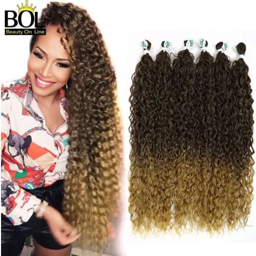 Beauty On Line Kinkiy Curly Hair Bundles Color Brown Curly Synthetic Hair Weave Extensions 28 30 32 Inchs Mixed Length