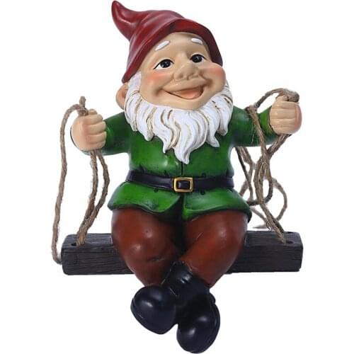 Creative Garden Dwarf Pendant Hanging Resin Craft Christmas Gift Ornaments Outdoor Courtyard Garden Sculpture Dwarf Decoration