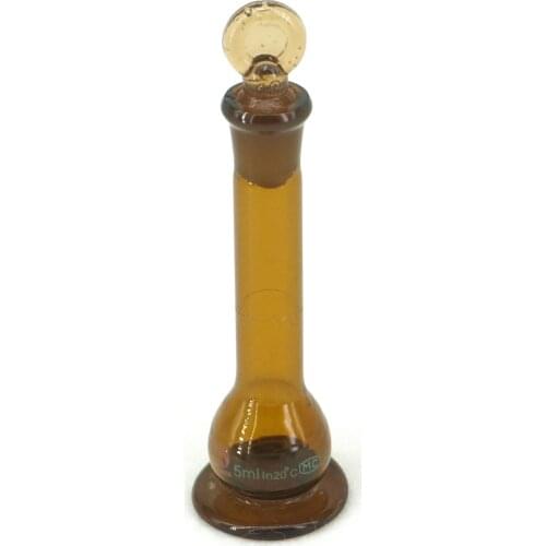 5ml Brown Lab Volumetric Flask Measuring Borosilicate Glass With Stopper Base