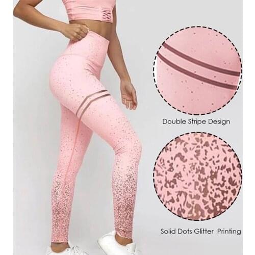 Yoga Pants High Waist Leggings Women Sequined High Waist Yoga Fitness Legging Glitter Running Gym Stretchy Sport Pants Trouser
