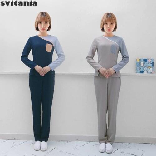 Manicurist Long Sleeve Work Clothes Beauty Salon Foot Bath Sap Technician Work Clothes Uniforme Esteticista Spa