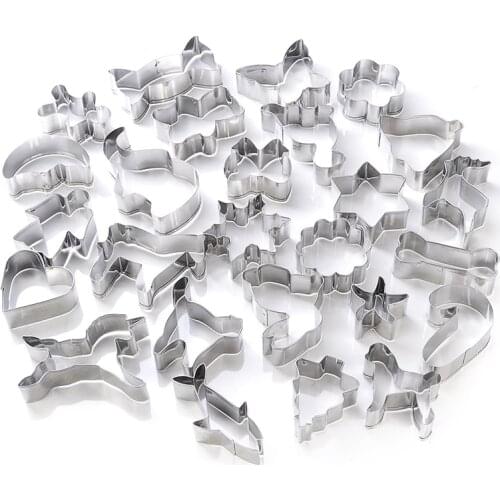 UPORS 3D Metal Cookie Cutters Mini Aluminum Alloy Cookie Cutter Set Cute Cartoon Animal Fondant Biscuit Baking Molds 61Pcs/Set