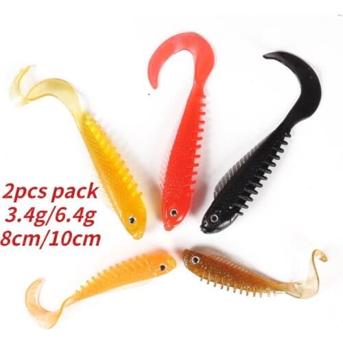 Luya 10cm Fish Bone Soft Bait Luya Freshwater Fishing Bait Soft Insect Curly Tail Long Tail Soft Fish Rotating Tail