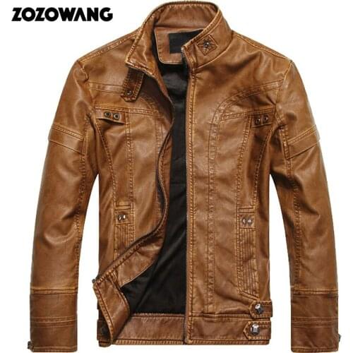 ZOZOWANG 2020 NEW Autumn Winter Motorcycle Leather Jackets Mens Leather Coat Thick Faux PU Jacket Mens Brand Clothing Male Coat