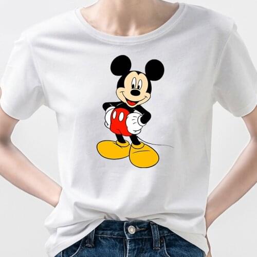 New Disney Anime Mickey Mouse T Shirt Women Summer Harajuku Female T-Shirts Casual Tshirt Tops 90s Aesthetic Fashion
