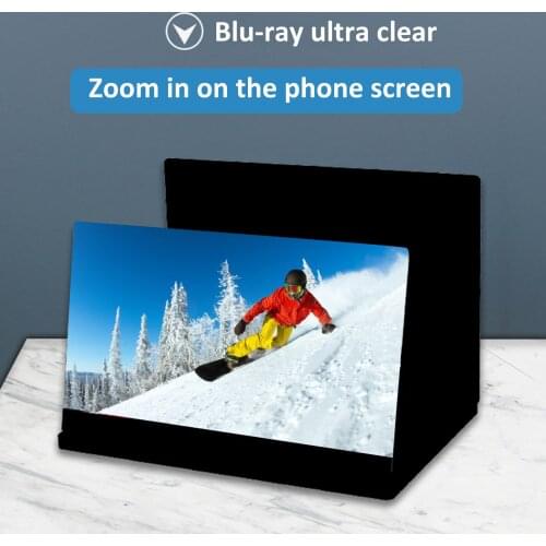 12 Inch Phone Screen Magnifier HD Video Amplifier Stand Projector Bracket Movie Enlarger Magnifying Folding Phone Desk Holder