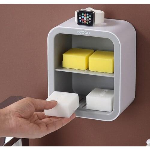 GURET Portable Soap Dishes Plastic Soap Holder Tray For A Bathroom Wall Mounted Storage Rack Organizer Home Bathroom Accessories