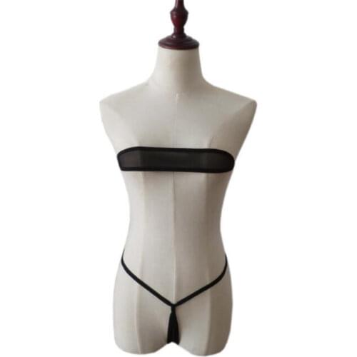 See through bikini Sexy swimwear women swimsuit women biquini mini bikinis Solid color Transparent Tube top adjust Large size