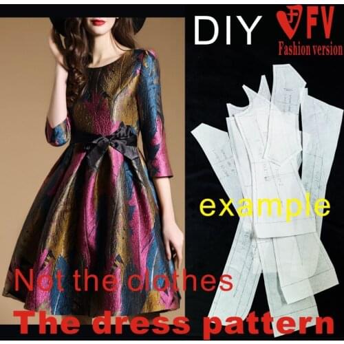 Pattern cutting drawing of large swing dress material pattern BLQ-274