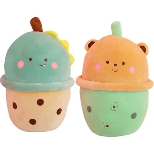 Cute Milk Tea Plushie Pillow Toy Soft Cute Animal Milk Tea Hug Pillow Balls Bear Dinosaur Milk Tea Cup Cushion Pillow