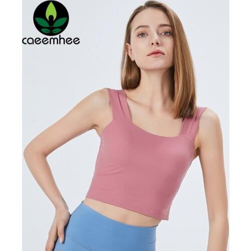 CAEEMHEE Sports Bra Women Padded Push Up Sleeveless Fitness Top High Impact Yoga Bra Shockproof Workout Gym Vest Sportswear