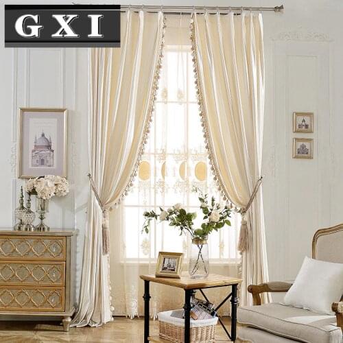 Beige Velvet Blackout Curtains With Luxury Poms Beads Solid Thermal Insulated Window Drapes for Bedroom Living Room Home Texti