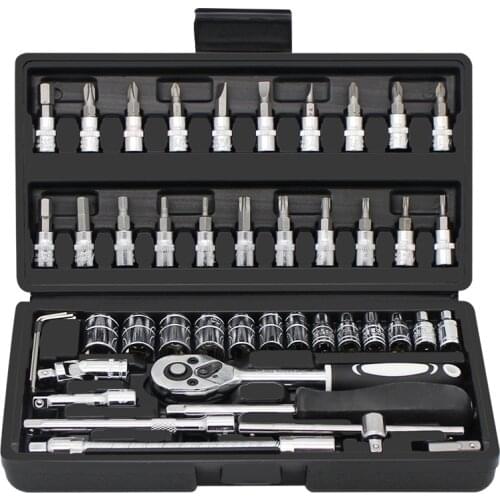 46-piece set fast Ratchet casing wrench Car repair screwdriver Universal combination toolbox For Mechanical/home/auto repir