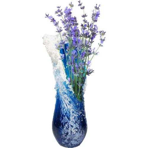 Ocean Wave Vase Creactive Resin Desktop Blue Wavy Vases Simulation Flower Vases Majestic Floral Ornament Vase Color Decoration
