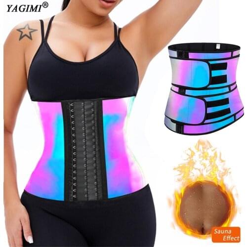 YAGIMI New Reflective Waist Trainer Latex Colombian Girdles Body Shaper Trimmer Slimming Corset Trimmer Belly Belt Shapewear Faj