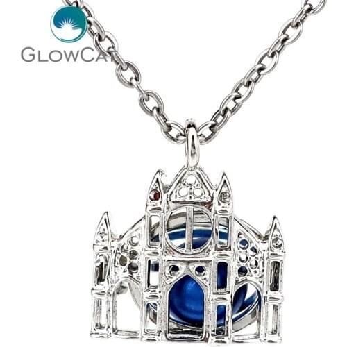 K1233 Silver Alloy Dream Castle Fairy Tale Hollow Beads Pearl Cage Pendant Chain Aroma Essential Oil Diffuser Locket Necklace