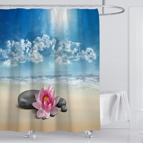 Flower Wave Pattern Shower Curtain Waterproof Shower Curtain Polyester Bathroom Printing Home Decor