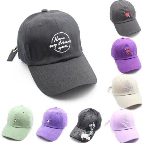 Women Men Snapback Baseball Cap Hip Hop Kpop Flower Heart Letter Sport Dancing Travel Lover Dad Hat Caps Streetwear Adjustable