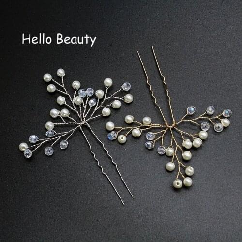 20 PCS Handmade Women Hair Jewelry Pearl Crystal Bridal Hair Pin Bridesmaid Flower Beads Wedding Hairpin Clips Accessories