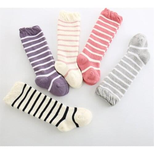 Winter Childrens Socks Cotton Microfiber Striped Thicken Knee High Socks For Girls Casual Socks for Baby Baby Stuff Child Socks