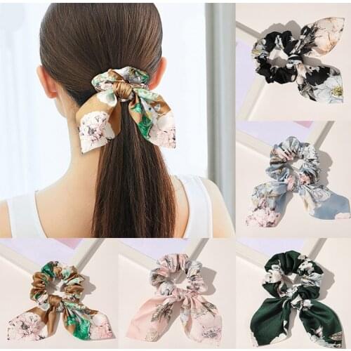 1Pcs Women Elastic Hair Band Cute Bows Knotted Elastic Headband Girl Scrunchie Kids Ponytail Holder Hair Accessories Print