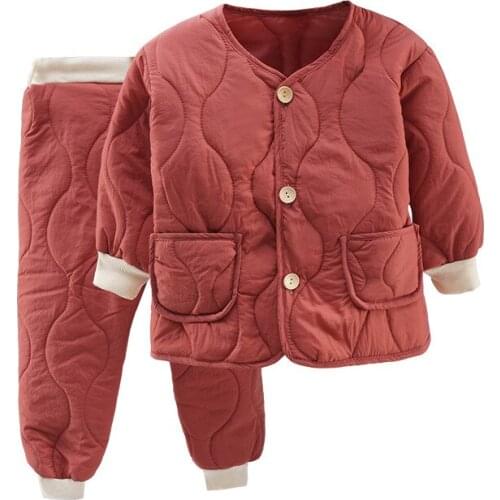 2021 Winter Girls Suit Two-piece Set Boy trendy Casual Kids Cotton Coats and Trousers 2-5Y 2Pcs Suit Children Clothing