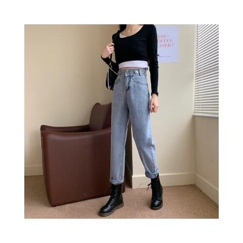 2020 autumn new style black denim flared pants women wide-leg loose high-waisted slim straight nine-split stretch pants