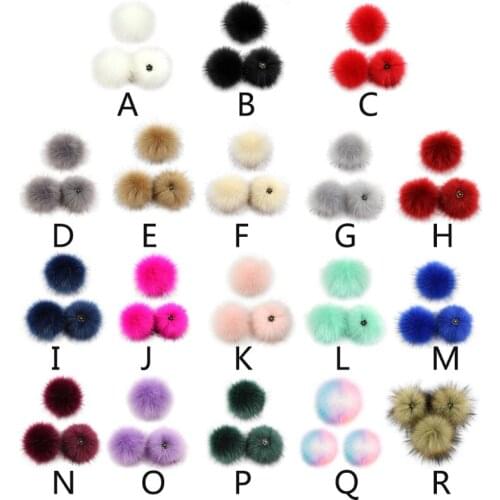 3Pcs/Set 10cm DIY Colorful Furry Pom Pom Ball with Press Button Removable Fluffy Pompom for Hat Shoes Scarf Accessories