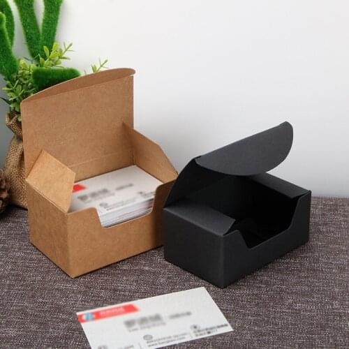 300pcs/lot Black Brown Kraft Paper Box, Gift kraft Business Card Packaging Box 93*57*40mm