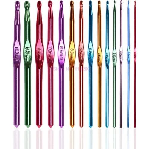 50set 14pcs/set 2-10Mm Shoes Weave Metal Crochet Multi-Color Aluminium Needles Hooks Yarn Sewing Accessories Craft Yarn Tools
