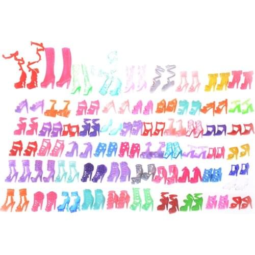 60 Pairs/set Fashion Heels Sandals Doll Shoes For Girl Dolls Outfit Dress Lots Of Designs Xmas Gift For Girl Toy